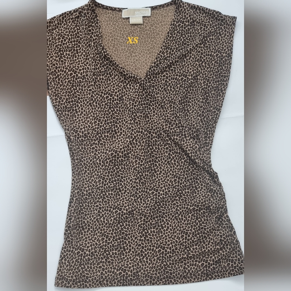 Michael Kors Brown and Black Leopard-Print V-Neck Camisole